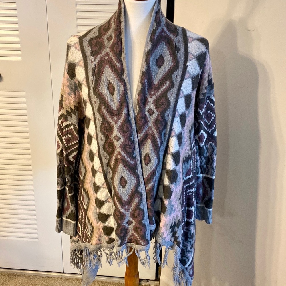 Aztec Print Open Cardigan